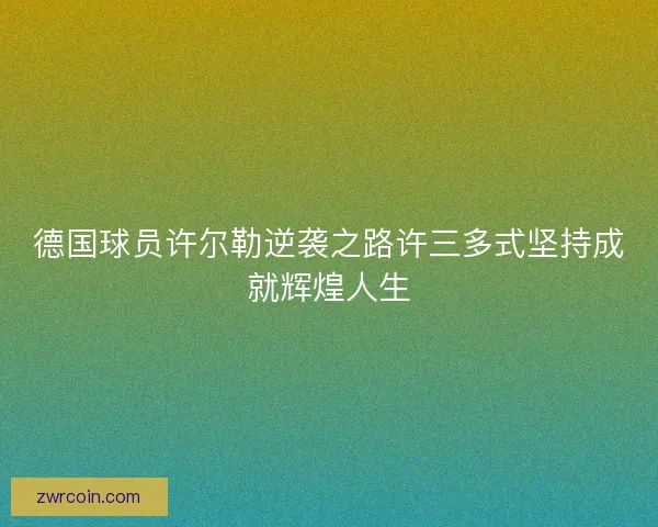 德国球员许尔勒逆袭之路许三多式坚持成就辉煌人生